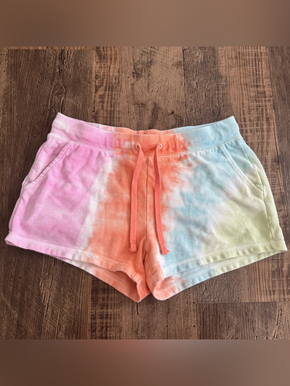 Old Navy Women’s XS Tie Dye Sweat Shorts Pastel Rainbow Drawstring Lounge